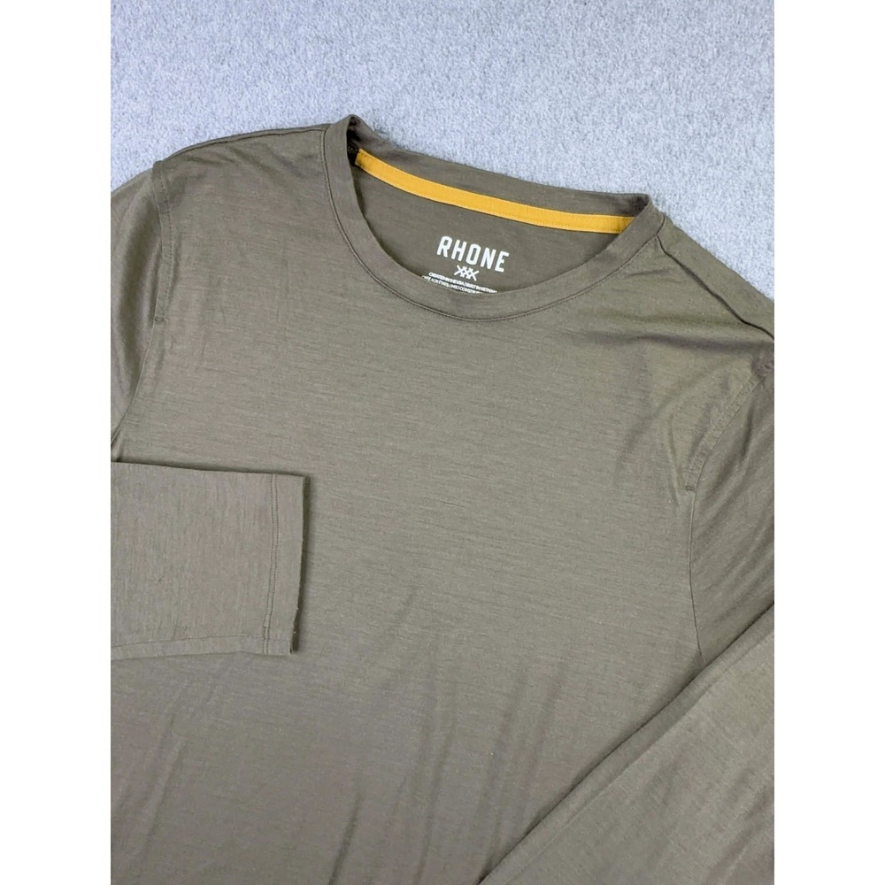 Rhone Shirt Mens Medium‎ Olive Merino Wool Long Sleeve Crew Performance Athletic